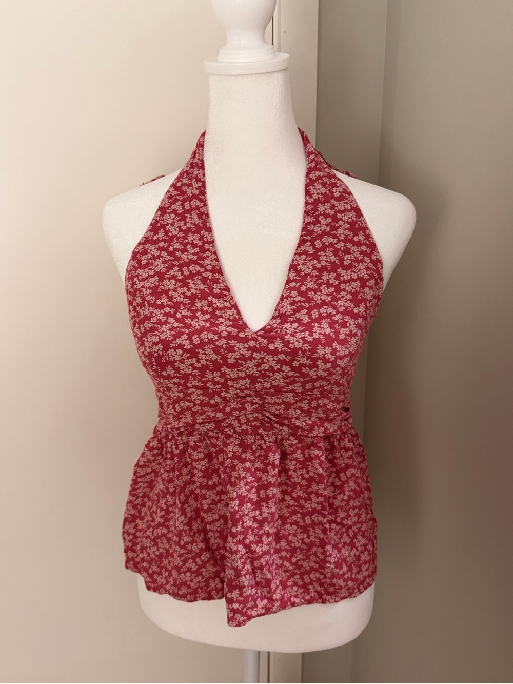 American Eagle Halter Tank Pink and White Floral